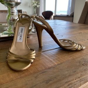 ✨Jimmy Choo Deep Gold Slingback Strappy Heel 35.5